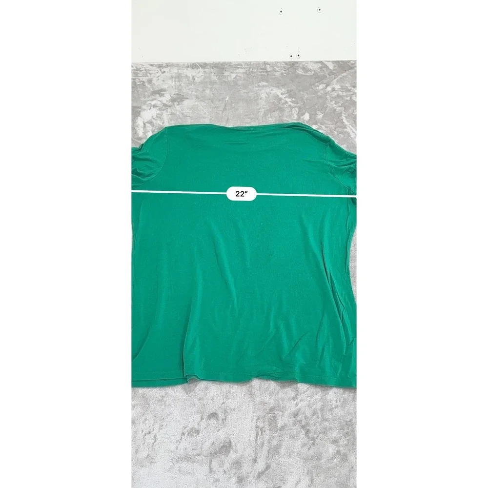 George Top Shirt Women's Size 2XL Green Short Sleeve Round‎ Neck Pullover Top